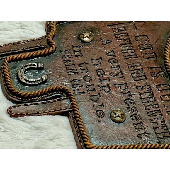 NWOT Montana West Rustic Western Bible Verse Saddle Plaque - Picture 5 of 10
